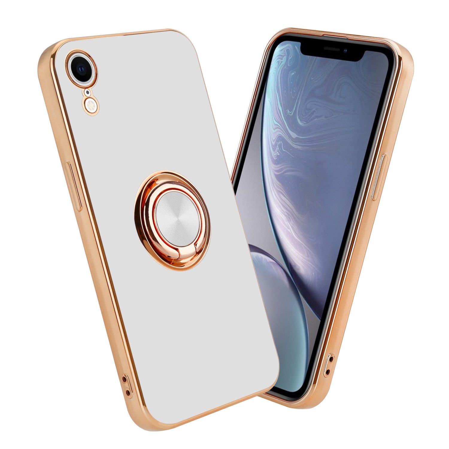 Cadorabo Handyhülle für iPhone XR Hülle Apple iPhone XR, Schutzhülle - TPU Silikon Hülle - mit Kameraschutz und Ring
