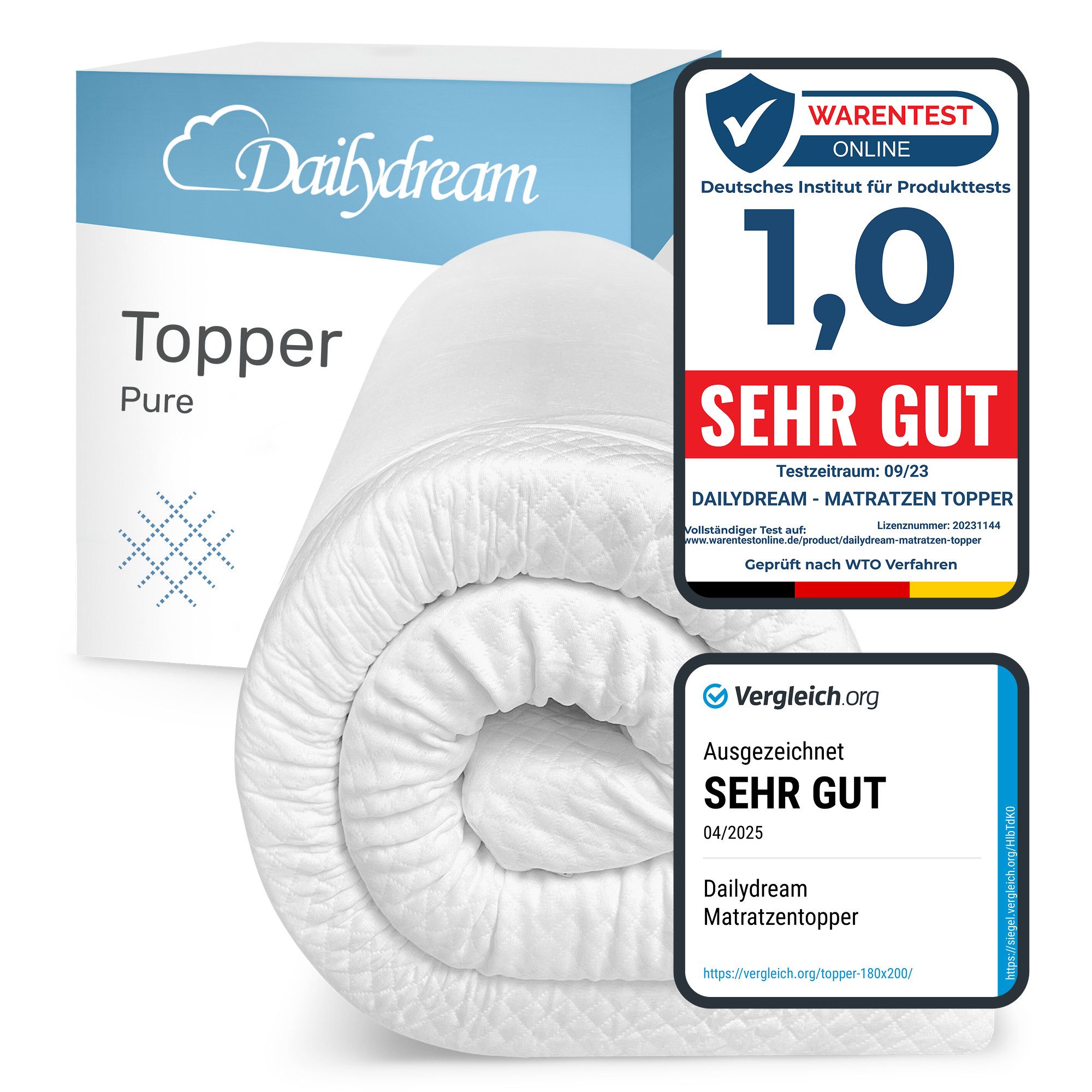 Dailydream, Topper mit Memory Foam von, Viscoschaum, (mit unterschiedlichen Bezugs-Editionen, "Aloe Vera", "Lavendel", "Clean Ocean" oder "Standard), sorgt für Druckentlastung und einen erholsamen Schlaf