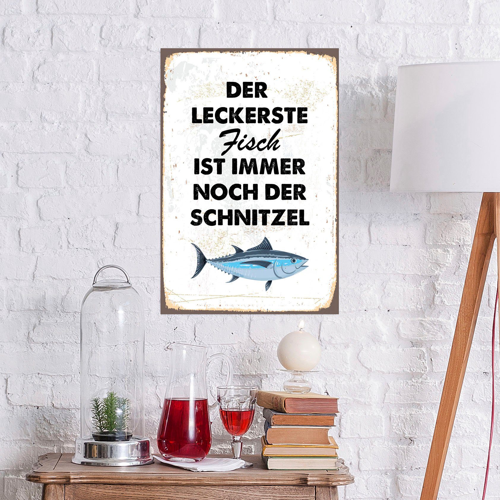 queence Metallbild Schnitzelfisch, Schriftzug, Schriftzüge, Sprüche, günstig online kaufen