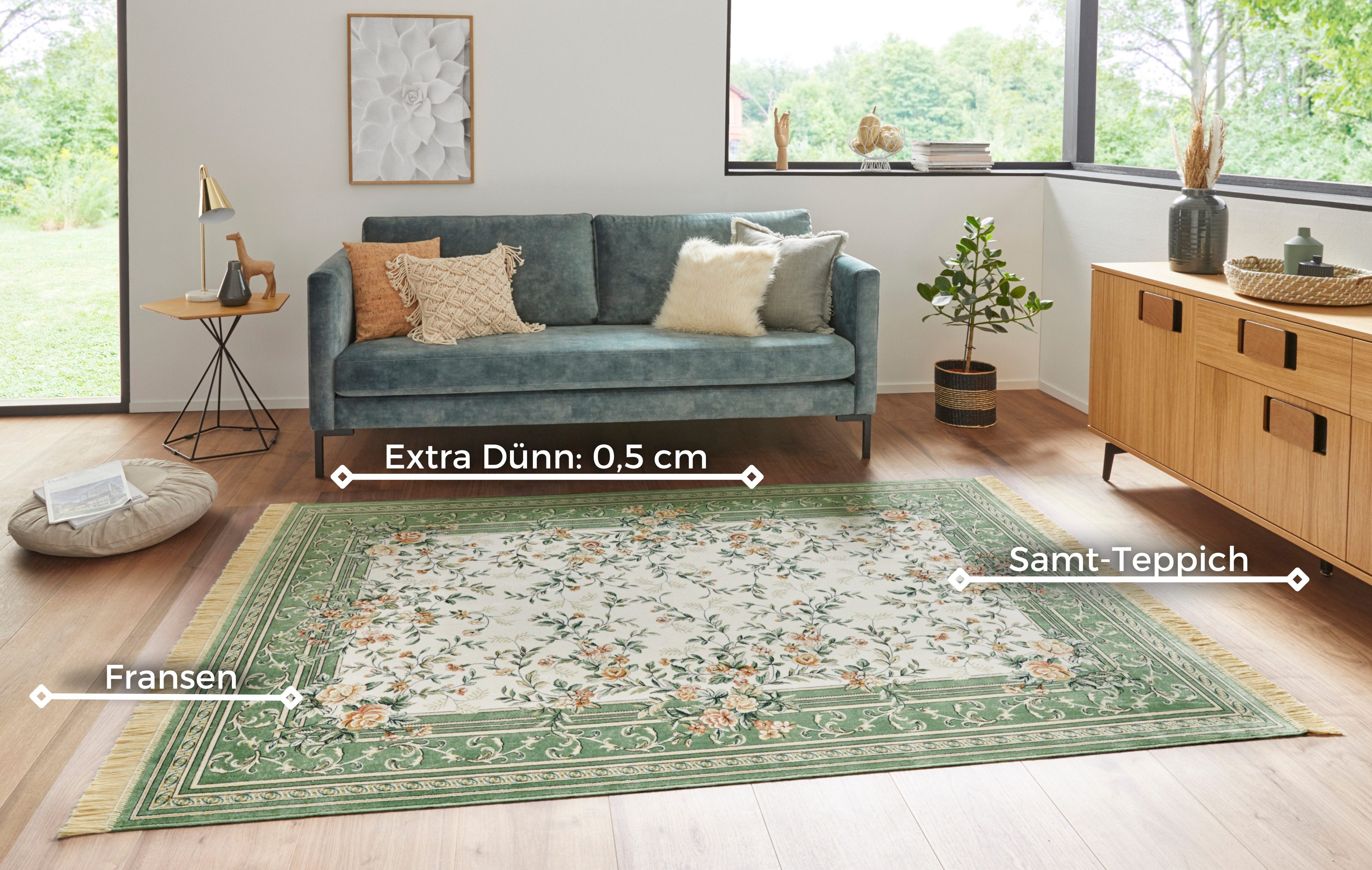 HANSE Home Teppich Antik Flowers, rechteckig, Höhe: 5 mm, Orientalisch mit Fransen, Orient, Wohnzimmer, Schlafzimmer, Esszimmer