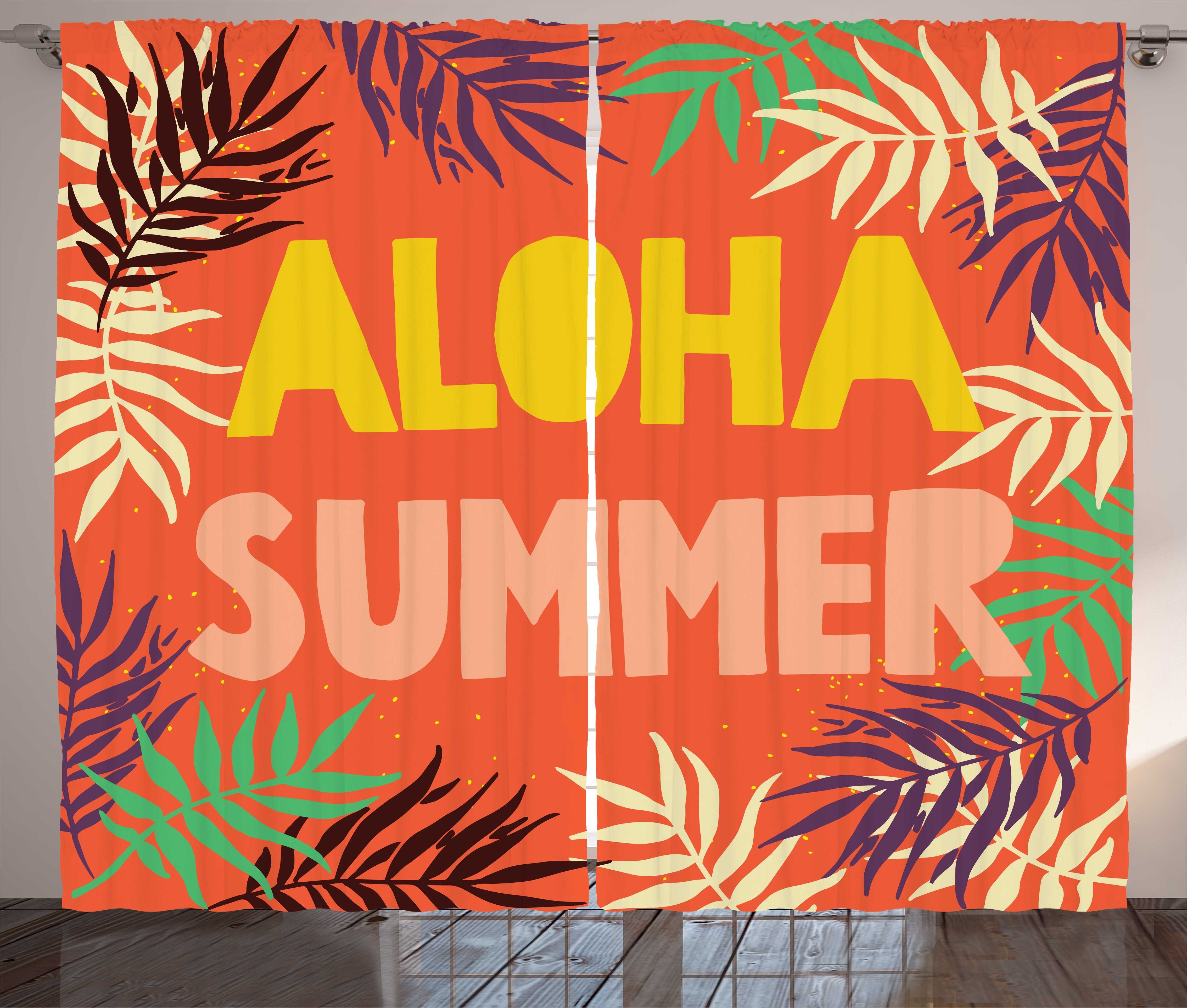 Gardine und Schlaufen Abakuhaus, Vorhang Sommer-exotischer Haken, Aloha Stil Schlafzimmer mit Aloha Kräuselband