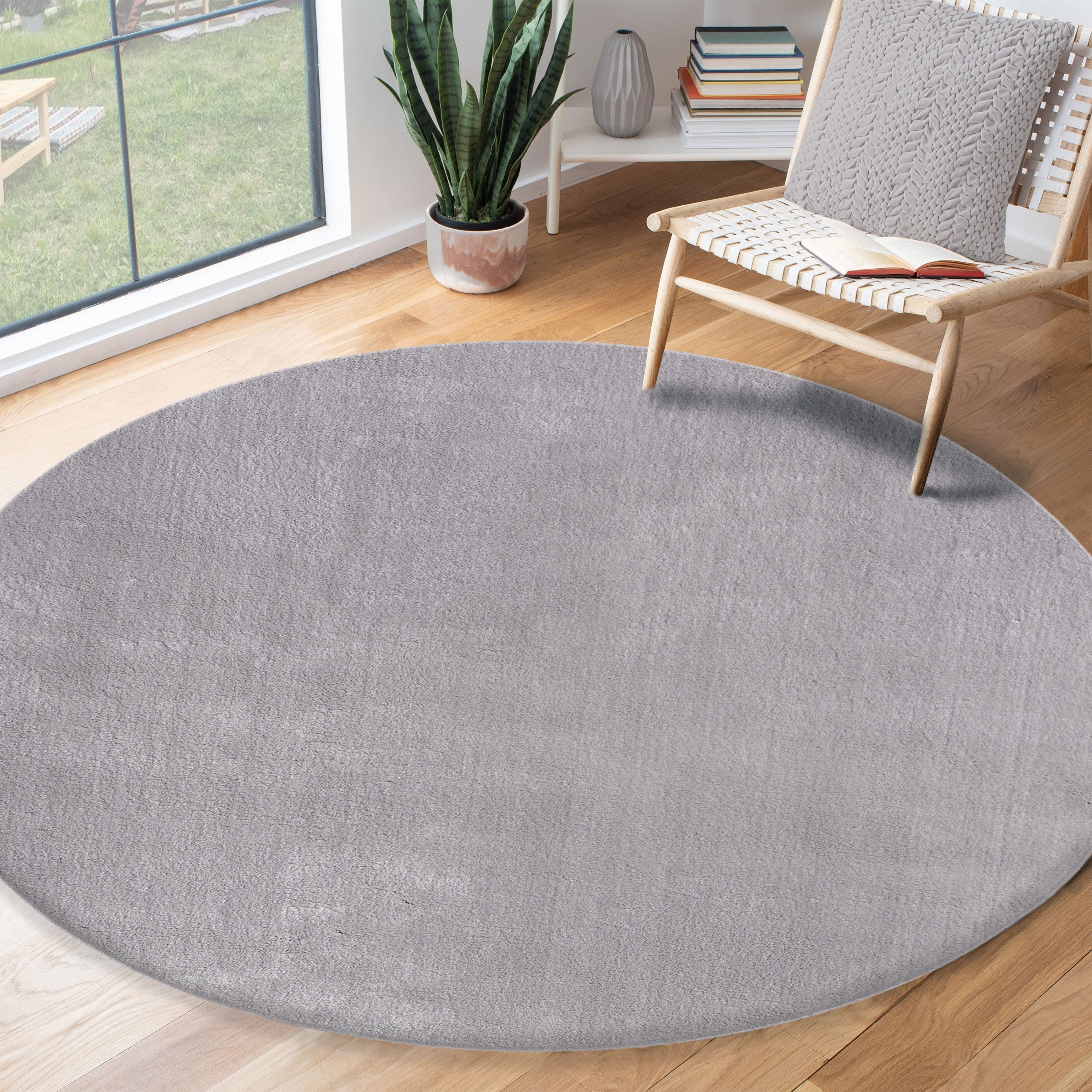 the carpet Teppich kuschelig & Super Soft, Anti-Rutsch Unterseite, rund, Höhe: 16 mm, Waschbar bis 30 Grad, Felloptik, Wohnzimmer Teppich, Kundenliebling