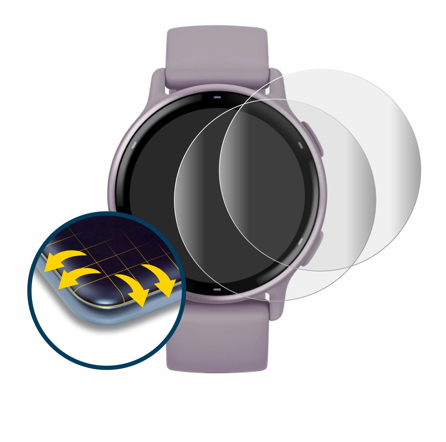 BROTECT Displayschutzfolie Fullscreen Schutzfolie für Garmin vivoactive 5, 2 Stück, Displayschutz Folie Fullcover Klar Transparent – Bild 2 von 5