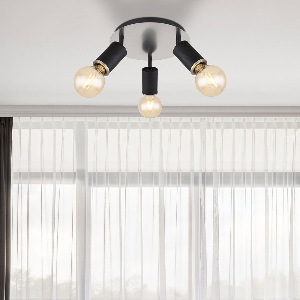 GLOBO LIGHTING Deckenspot, Leuchtmittel nicht inklusive, Deckenleuchte Deckenstrahler beweglich Spotlampe 3xE27 schwarz Holz