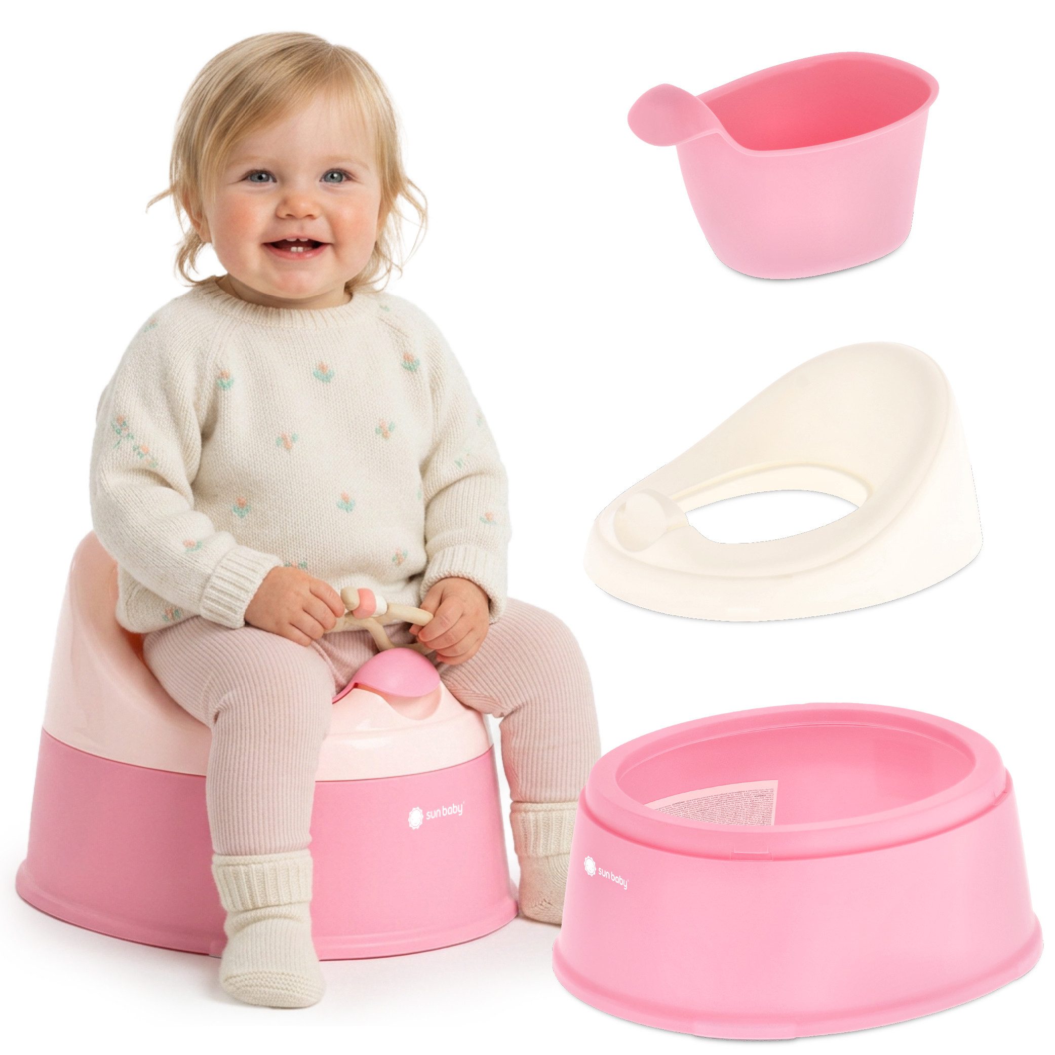 Sun Baby Töpfchen NESTPOT Töpfchen rutschfest mit Einsatz Rückenlehne bis 15 kg - rosa