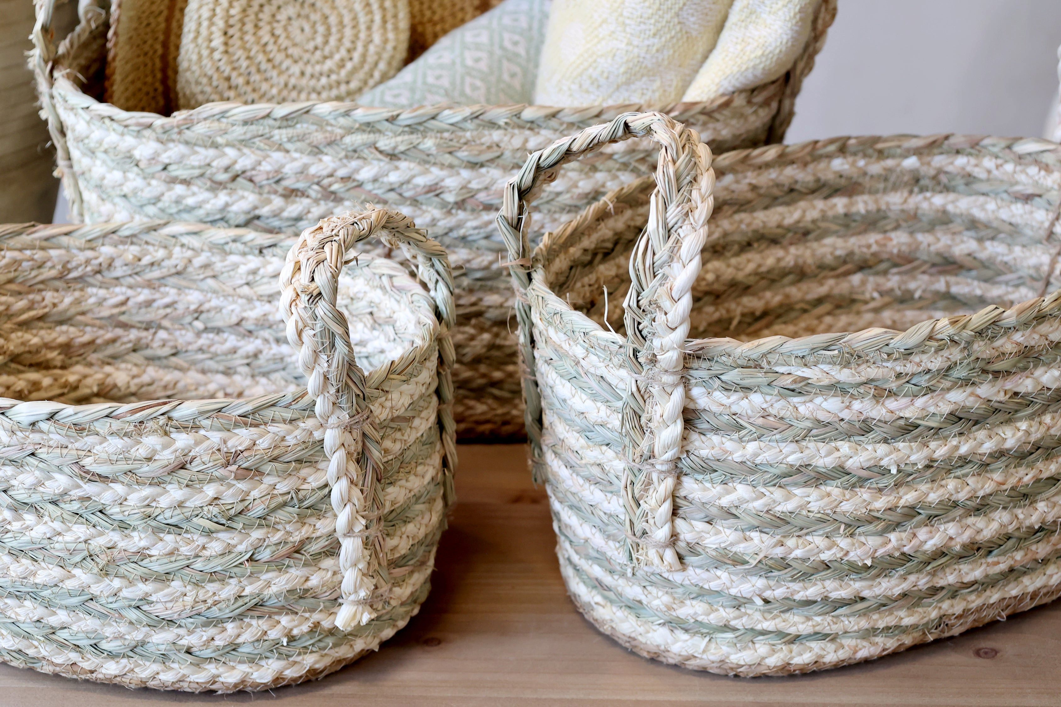 Chic Antique Allzweckkorb Chic Antique Korb Set aus Seegras 3er Set Creme & Verte
