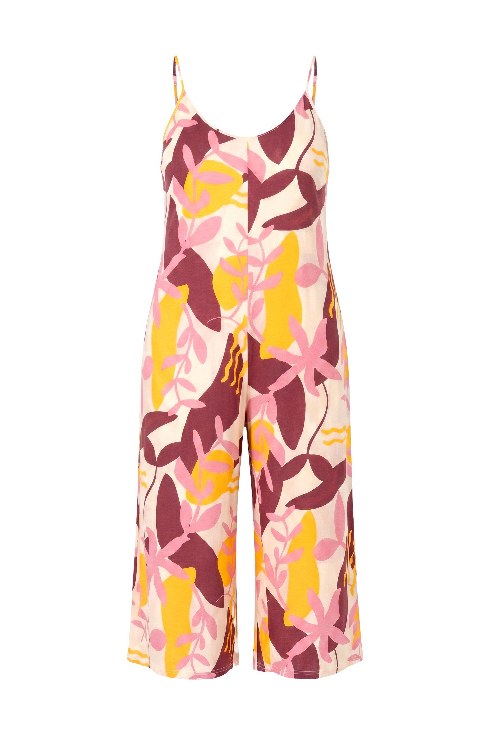 Ulla Popken Schlupfhose Jersey-Jumpsuit Träger zum Binden gerades Bein
