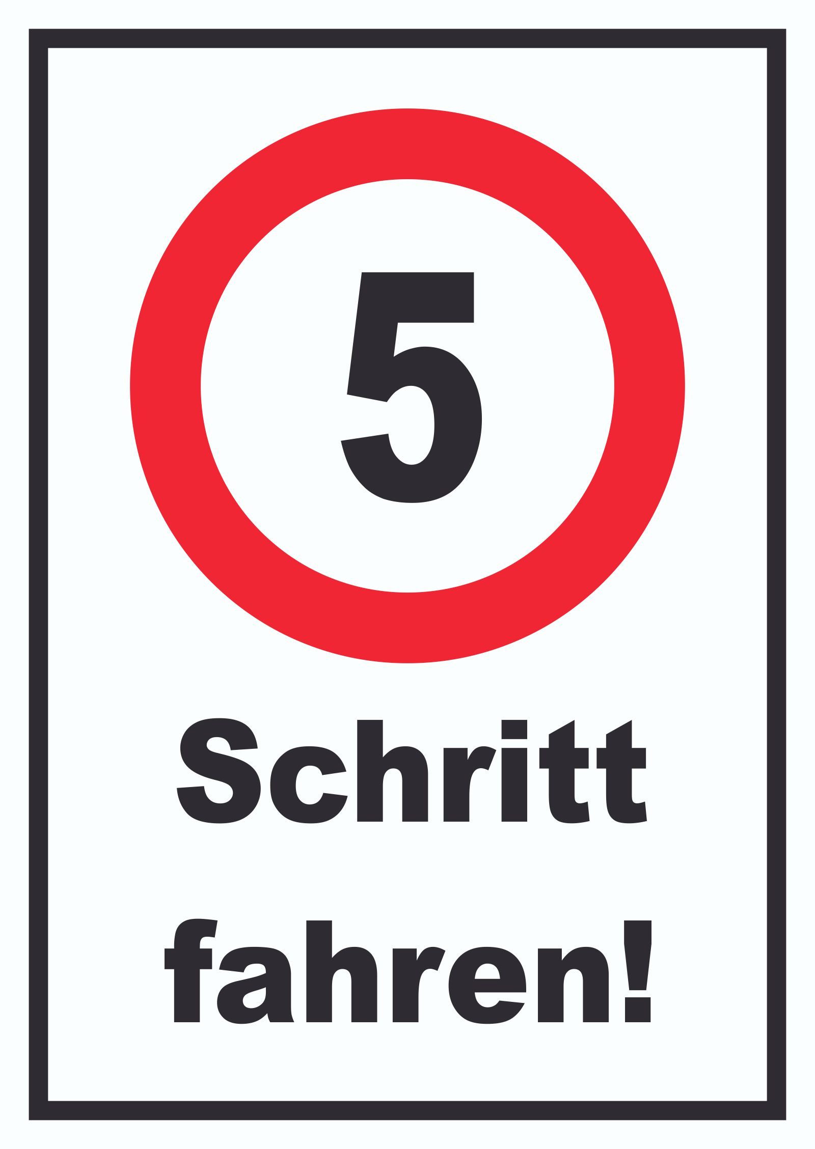HB-Druck Hinweisschild Schritt fahren 5 km/h Schrittgeschwindigkeit Schild, wetterfest, stabil, UV-beständig, kratzfest
