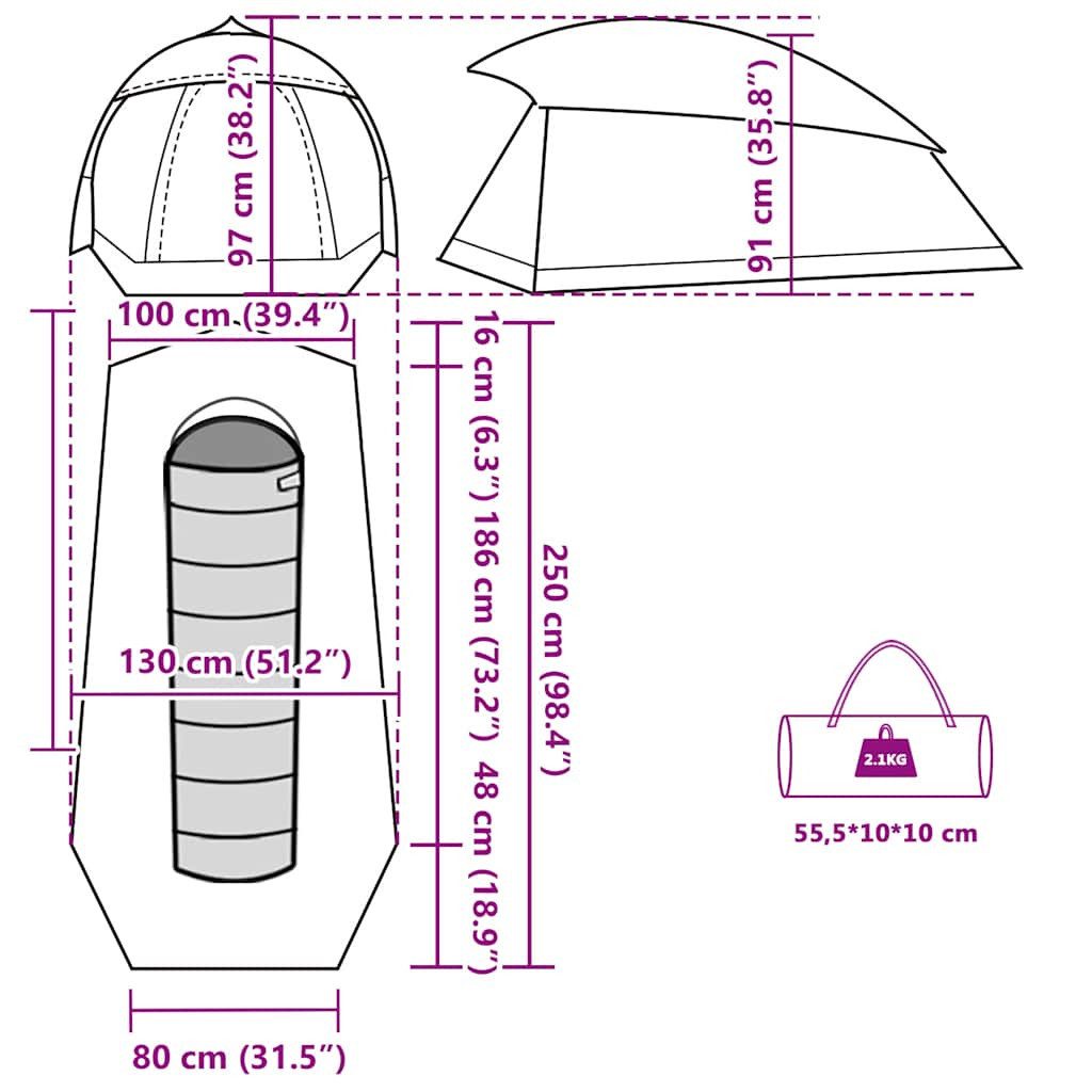 vidaXL Kuppelzelt Kuppel-Campingzelt 1 Person Grün Wasserdicht, (1 tlg)