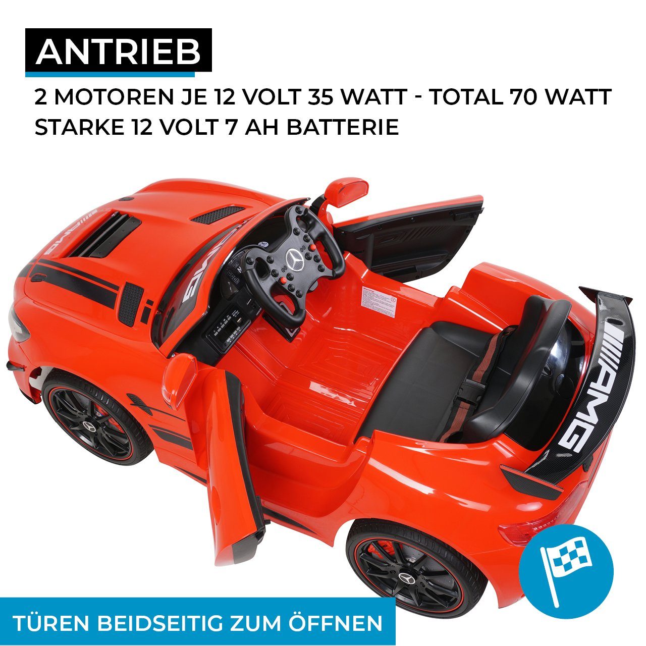 12V R/C 2 Motoren MP3 LED Kinderfahrzeug Elektro Auto "Mercedes AMG GT4" 