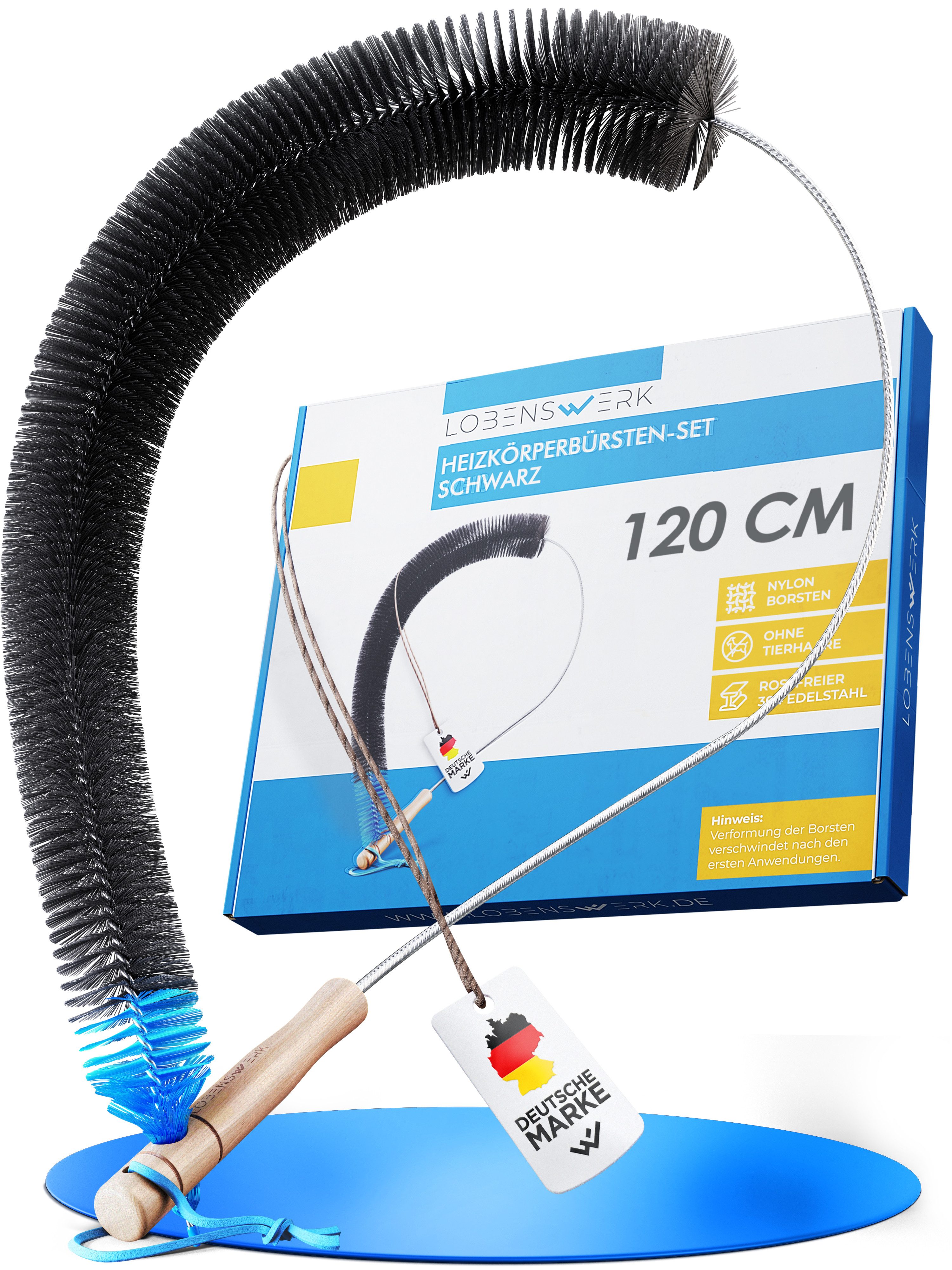 Lobenswerk Reinigungsbürste Heizkörperbürste, Heizungsbürste, Flachheizkörper, Rippenheizkörper, Badheizkörper, (1-tlg), schmale Zwischenräume, universell, robust & langlebig