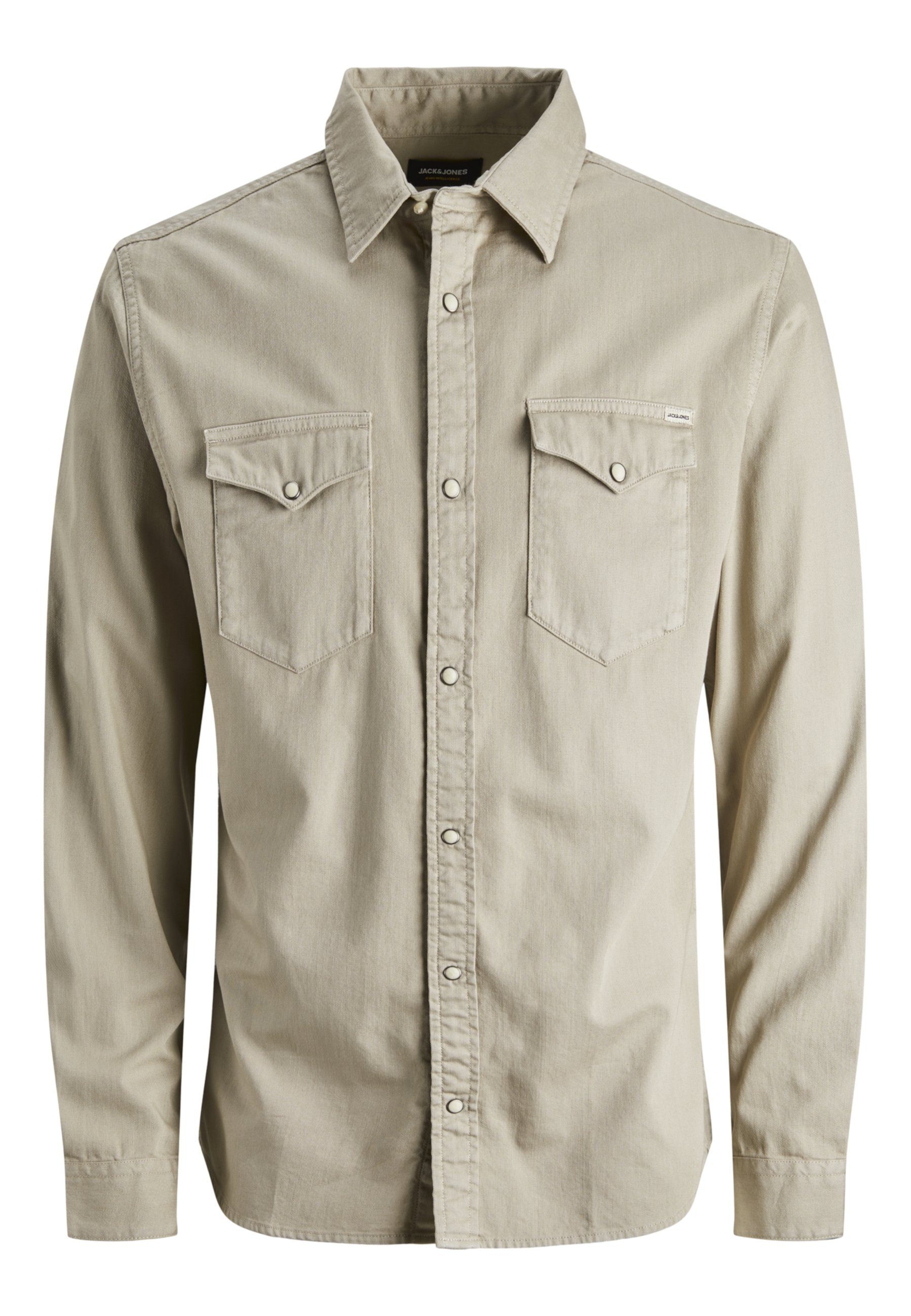 Langarmhemd Hemd Jack Jones Sheridan (1-tlg) beige Langarmhemd &