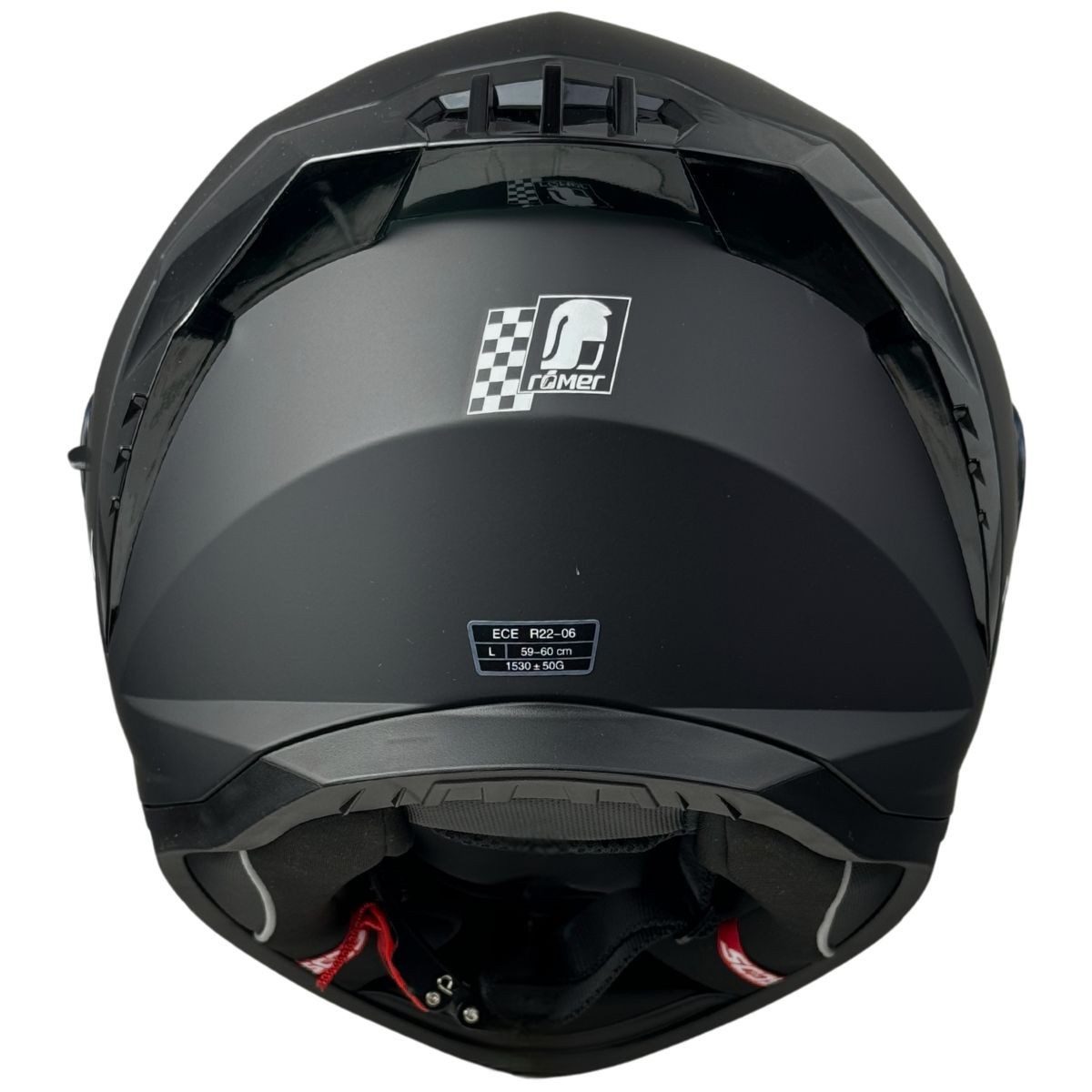 RÖMER HELME Motorradhelm RR20170 - Integralhelm mattschwarz mit Sonnenvisier & Belüftung