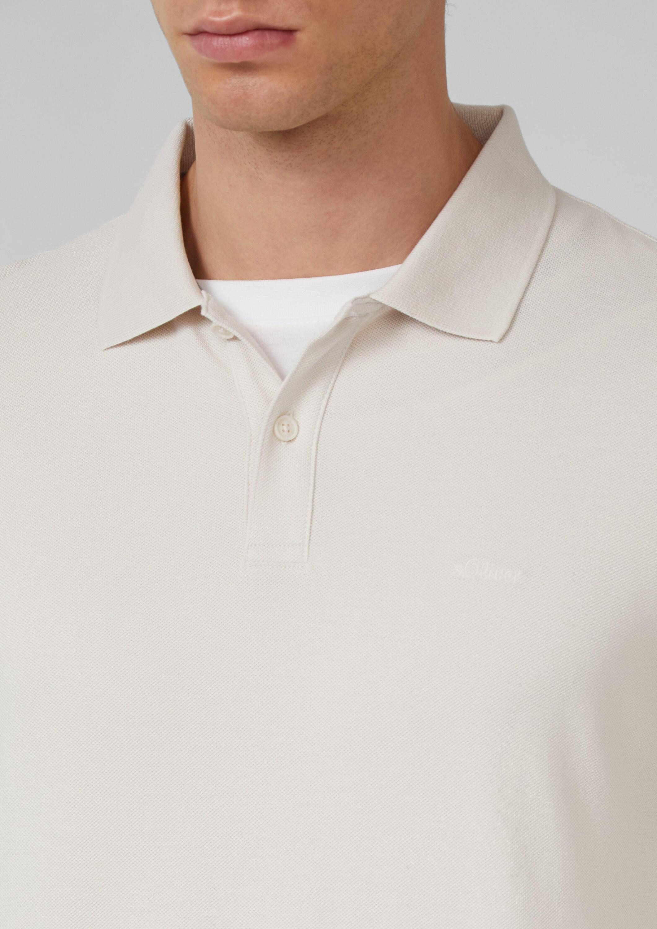 s.Oliver Langarmshirt Polo-Shirt Langarm-Poloshirt aus Baumwoll-Piqué mit Bündchen