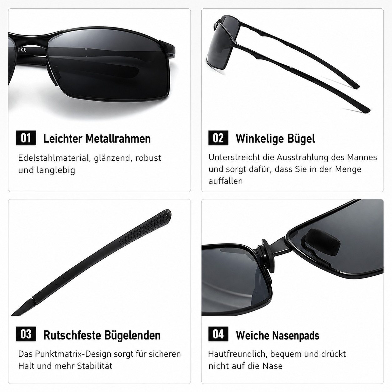 MOPUEA Sonnenbrille Sonnenbrille Runde Ovale Für Damen Und Herren (für Angeln, Outdoor-Sportarten, Fahren, Radfahren, 1-St., verbessert die Sicht) Sonnenbrille Herren Sport Metallrahmen Blendungsreduzierung