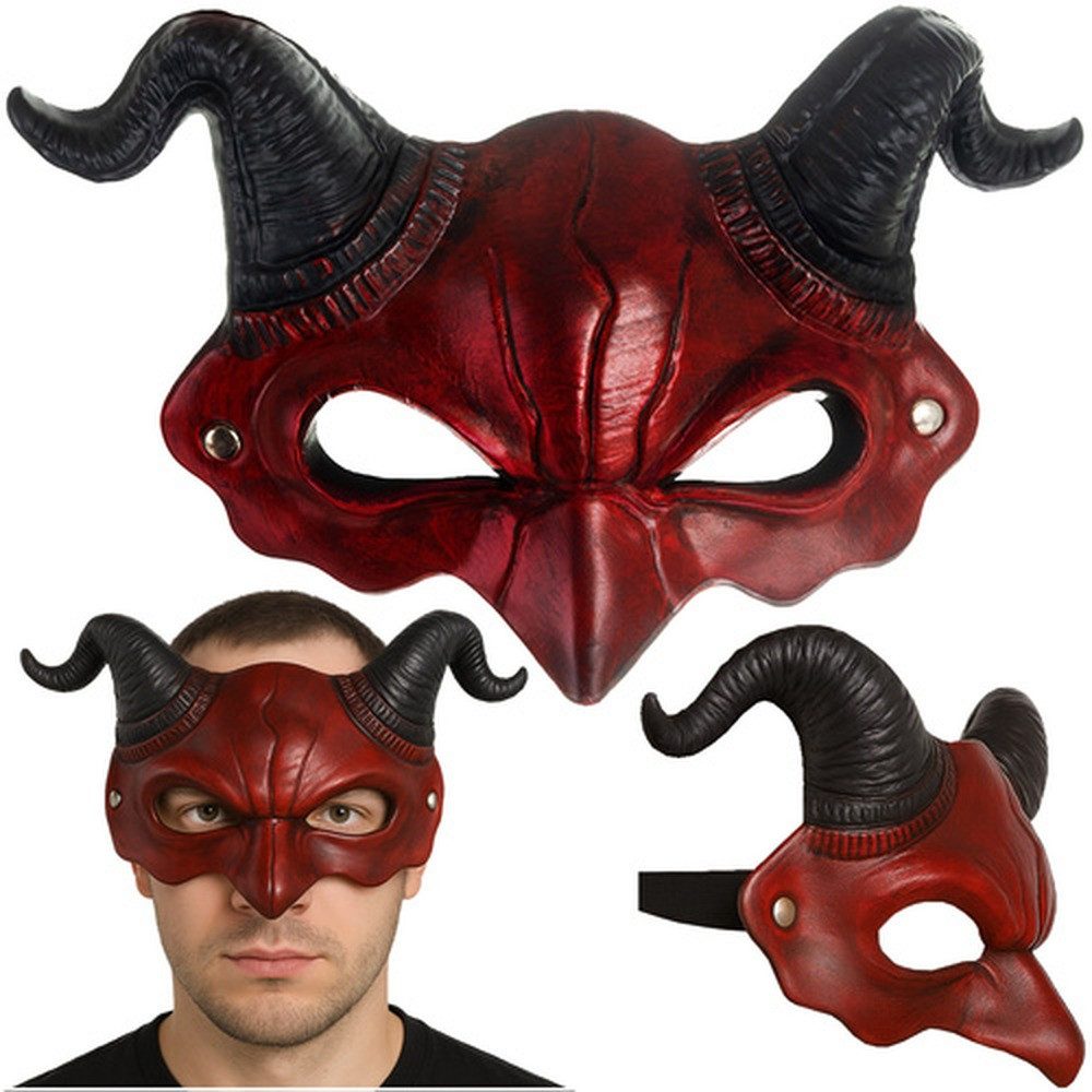Ruhhy Teufel-Kostüm Teufelsmaske Halloweenmaske, passt sich der Kopfform an und sitzt sicher