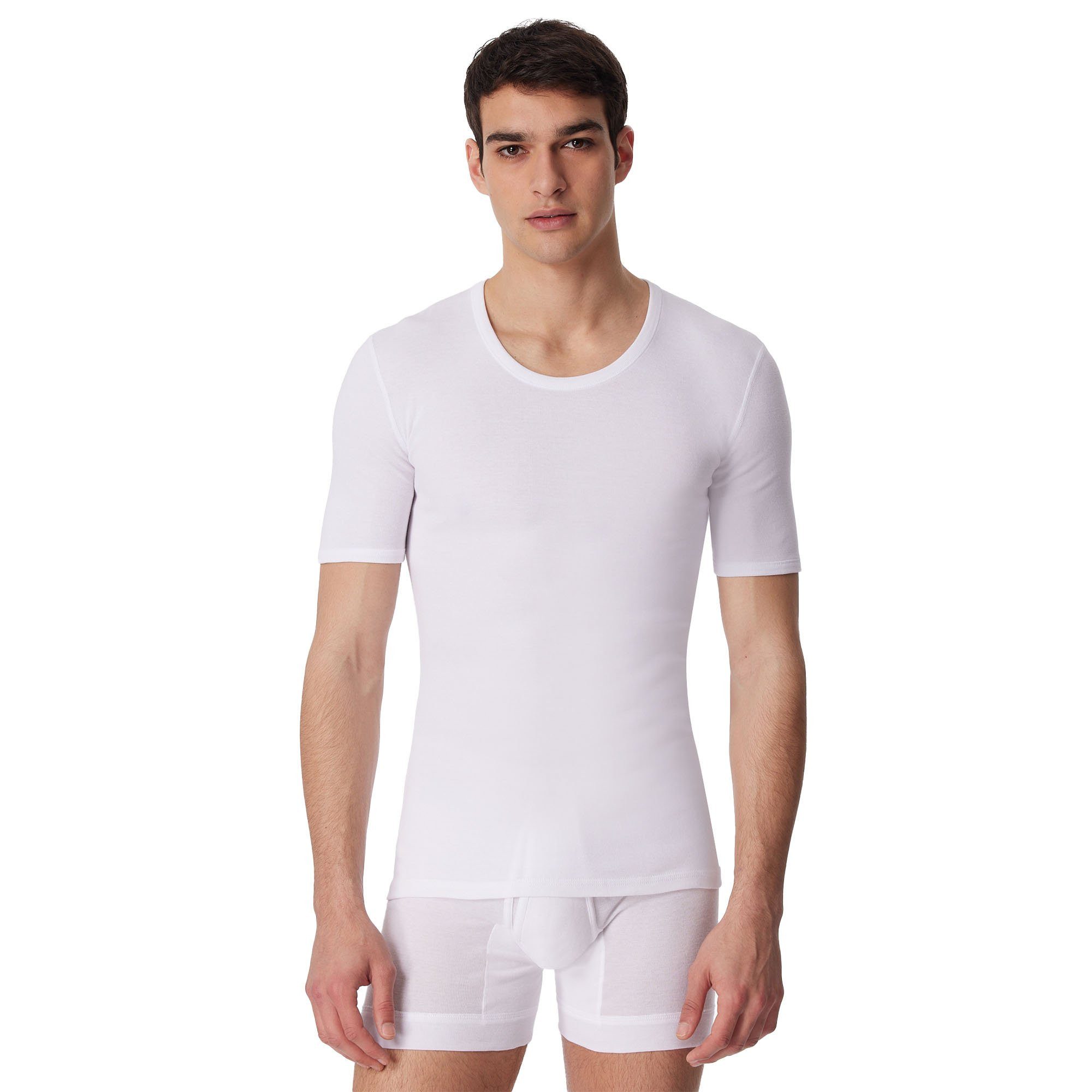 Schiesser Unterhemd Herren T-Shirt 1er Pack Baumwolle (Packung, 1er Pack)
