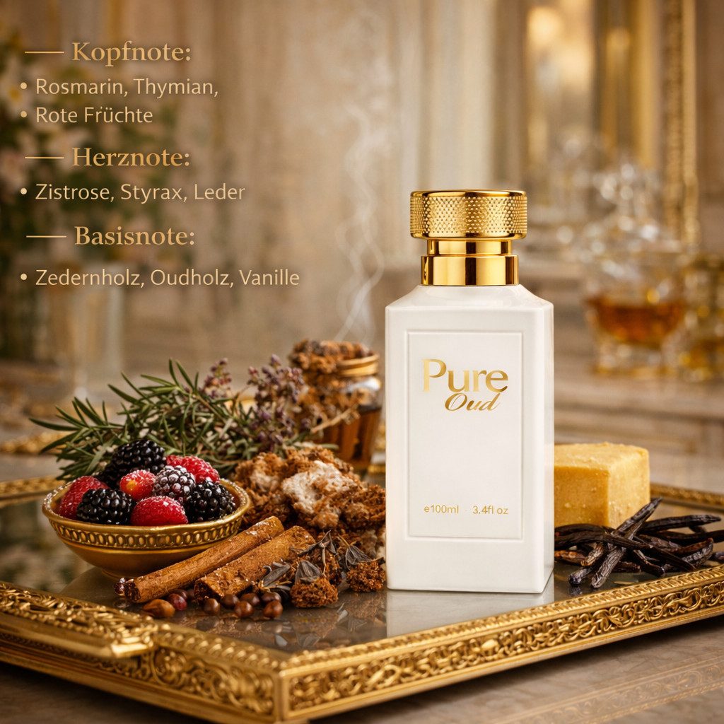 Fine Perfumery London Eau de Parfum Pure Oud Classic & Intense Unisex, Rosmarin, Cistus, Zedernholz 100 ml, 1-tlg., Hergestellt in England, Orientalisch Holzig Duft