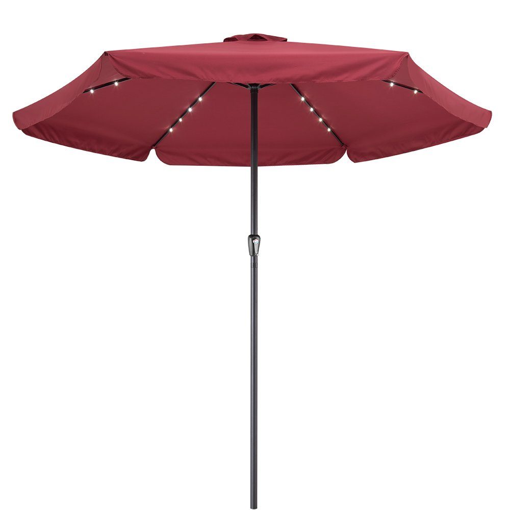 Kingsleeve Sonnenschirm, LED Beleuchtung Solarbetrieben Neigbar Wasserabweisend