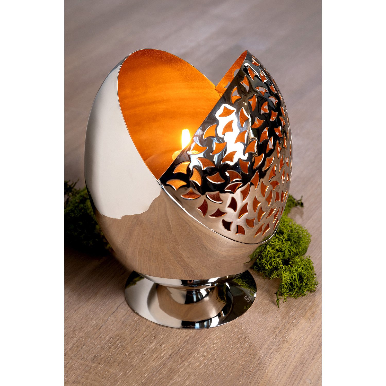 Fink Dekovase PURIA Windlicht ohne Glas - gold-silber - Eisen - H. 21cm x Ø günstig online kaufen