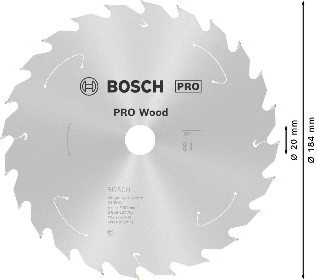 BOSCH Kreissägeblatt Bosch PRO Wood cordless Kreissägeblatt