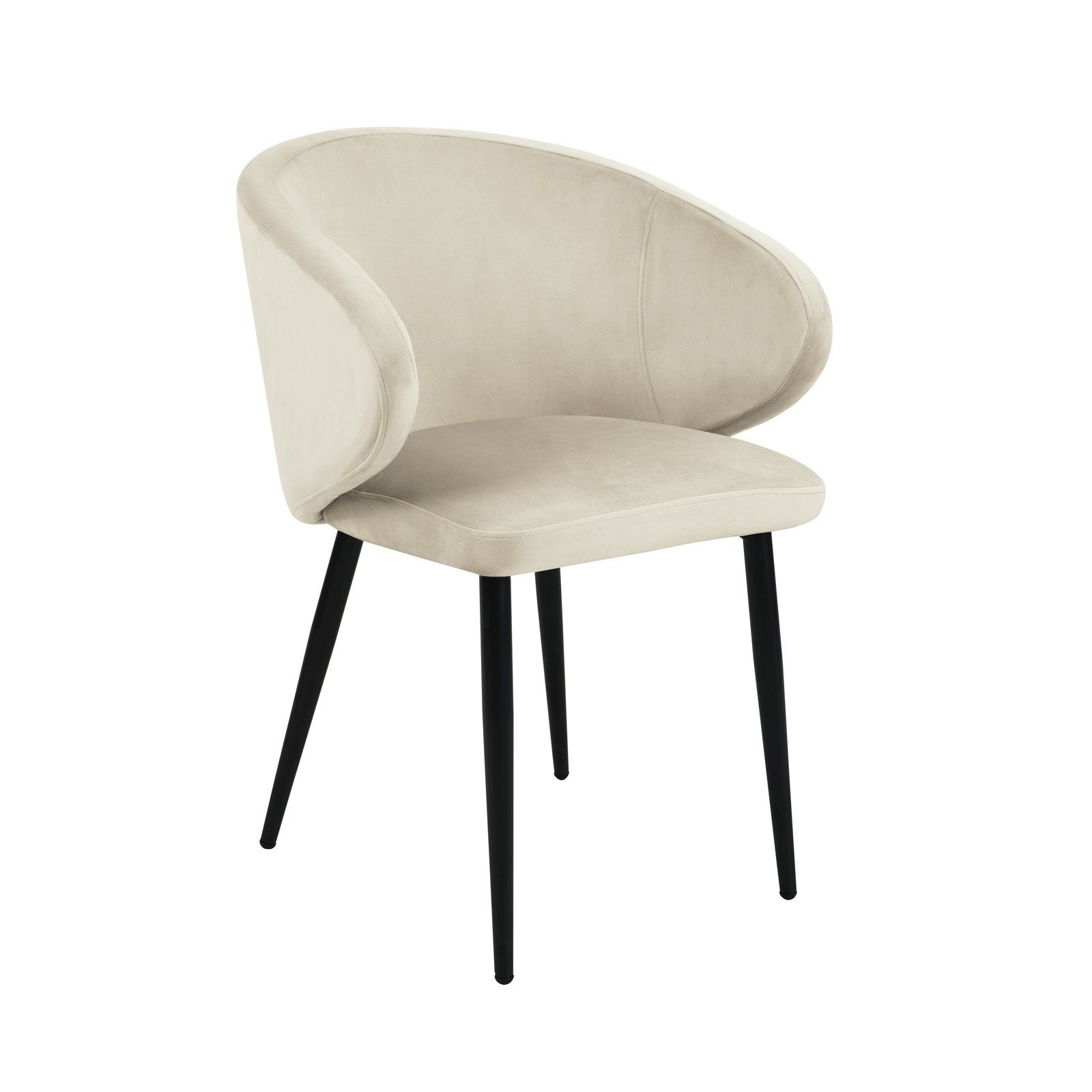 SVITA Esszimmerstuhl AUDREY (2er-Set), Küchenstühle, Metallbeine, Samtbezug, Creme