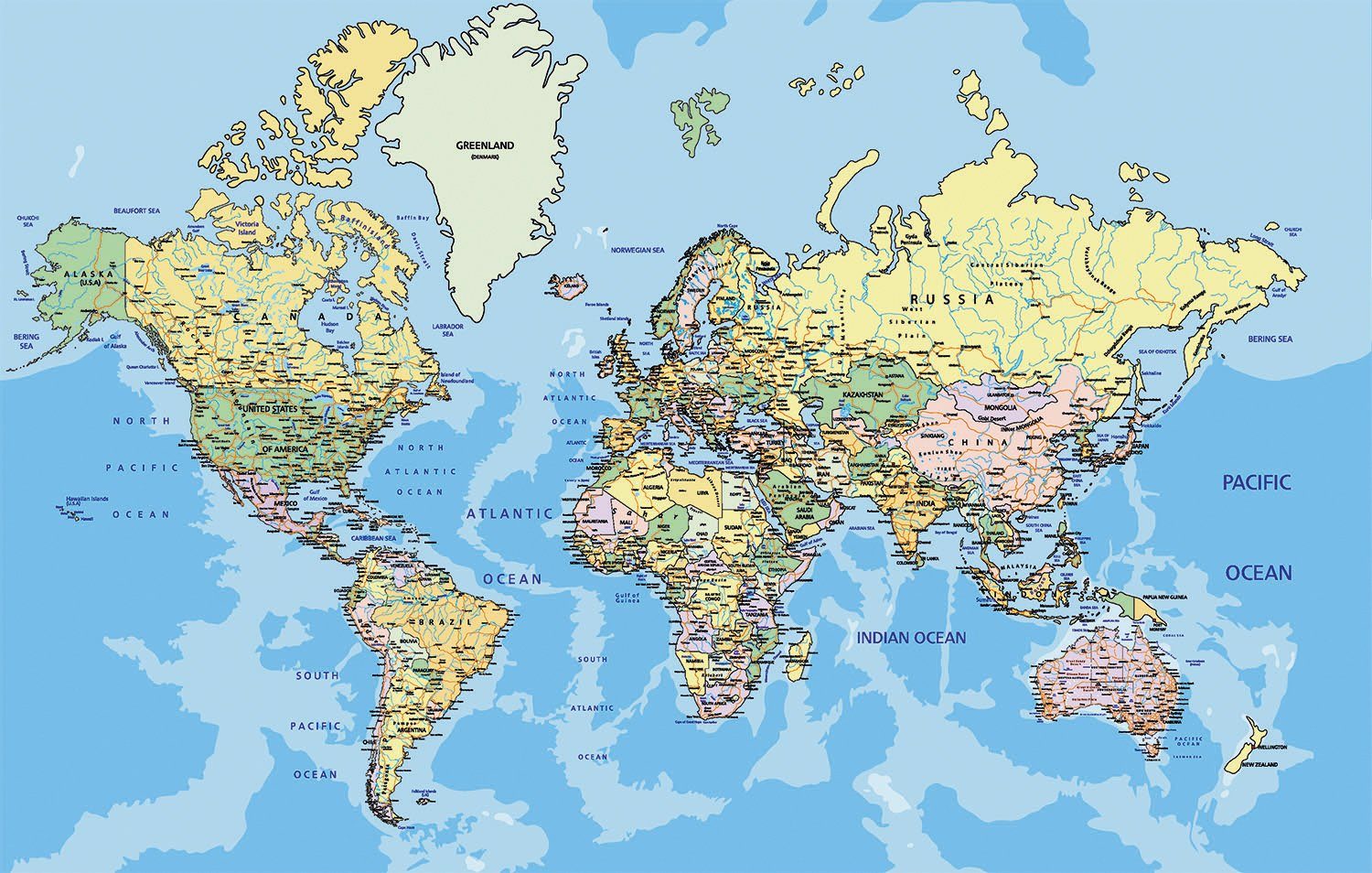 Papermoon Fototapete World Map, glatt günstig online kaufen