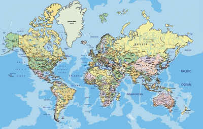 Papermoon Fototapete World Map, glatt