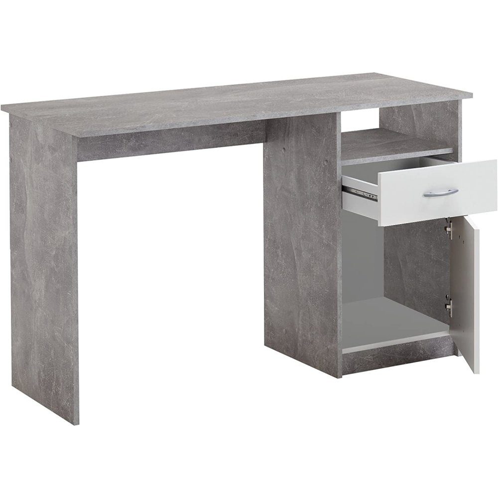 Bürotisch Schreibtisch grau/weiß Arbeitstisch Beton Möbel Light Kinderschreibtisch Schreibtisch FMD Jackson Atelier FMD