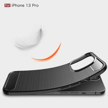 CoverKingz Handyhülle Hülle für Apple iPhone 13 Pro Handyhülle Silikon Case Handy Cover 15,49 cm (6,1 Zoll), Handyhülle Bumper Silikoncover Softcase Carbonfarben
