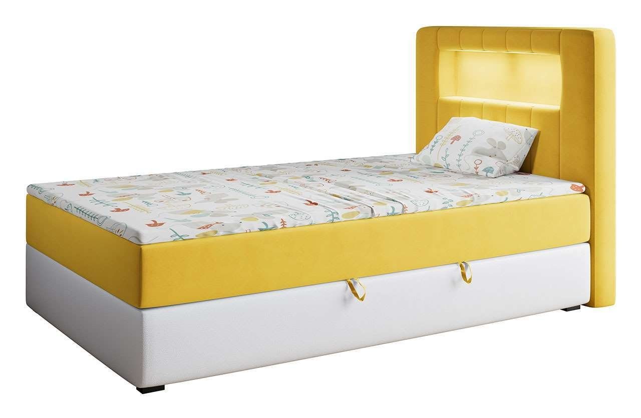 GOLD Weiß Bett 1 und Kinderzimmer, Boxspringbetten MÖBEL Kinderbett MKS JUNIOR, Gelb für Einzelbetten Funktionsbett