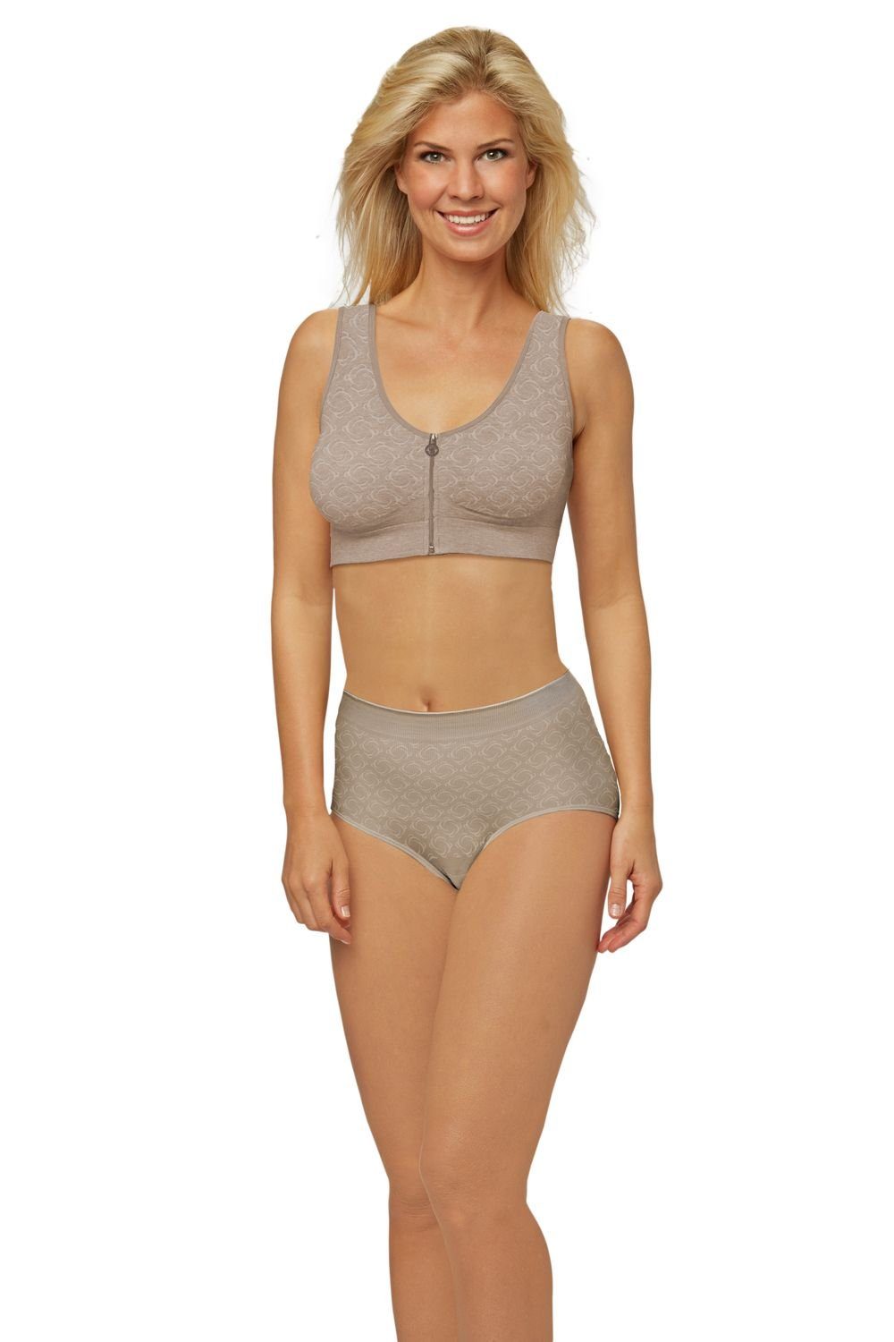 Magic Copper Bügelloser BH Magic Copper Zip Zap BH Gr. L Beige Sport Bustier Reißverschluss