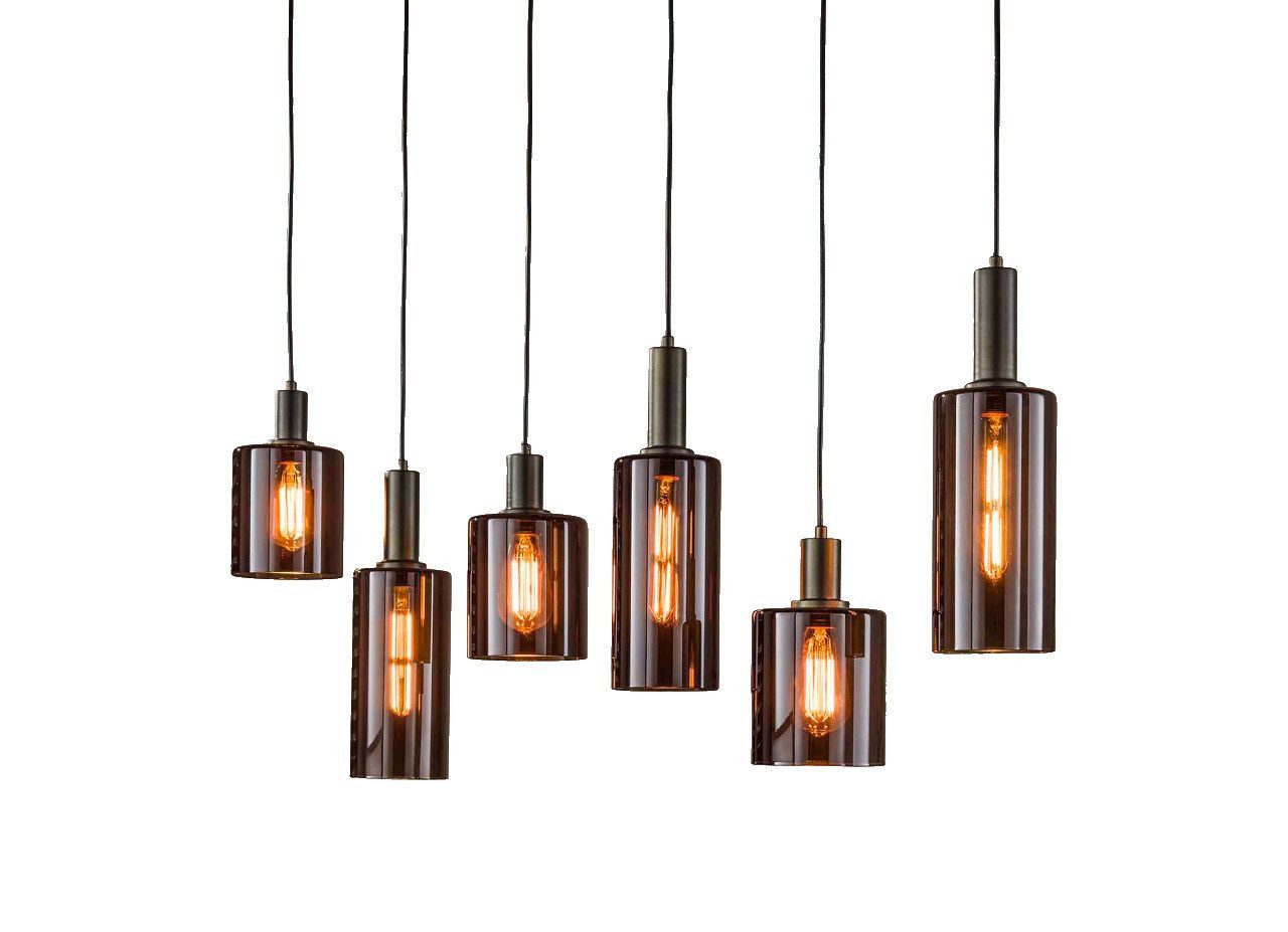 Vintagehaus Pendelleuchte Retro Hängelampe Pendelleuchte Sepiora 6 flammig Glas Bronze