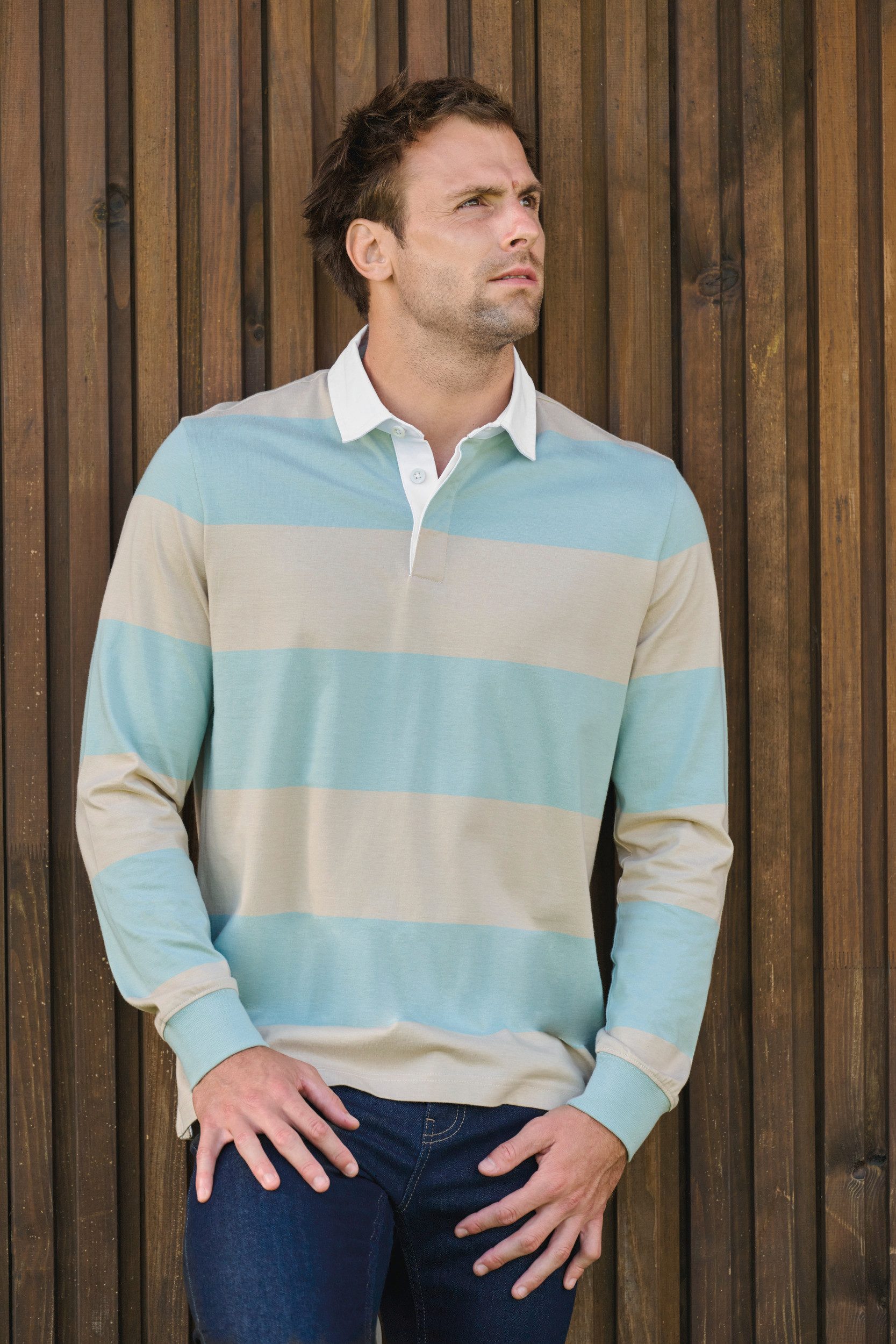 T-Shirt & Langarmshirt Gestreiftes Polohemd mit langen Ärmeln, Unisex