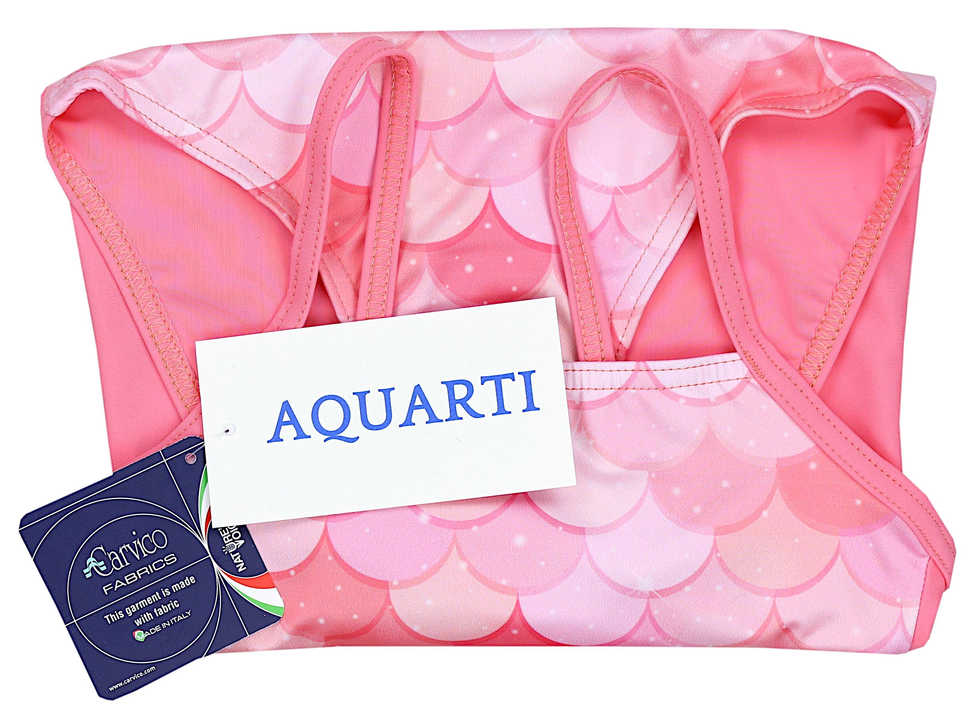 Aquarti Aquarti Mädchen / Meerjungfrau Badeanzug Aprikose Badeanzug Streifen Rosa mit Spaghettiträgern