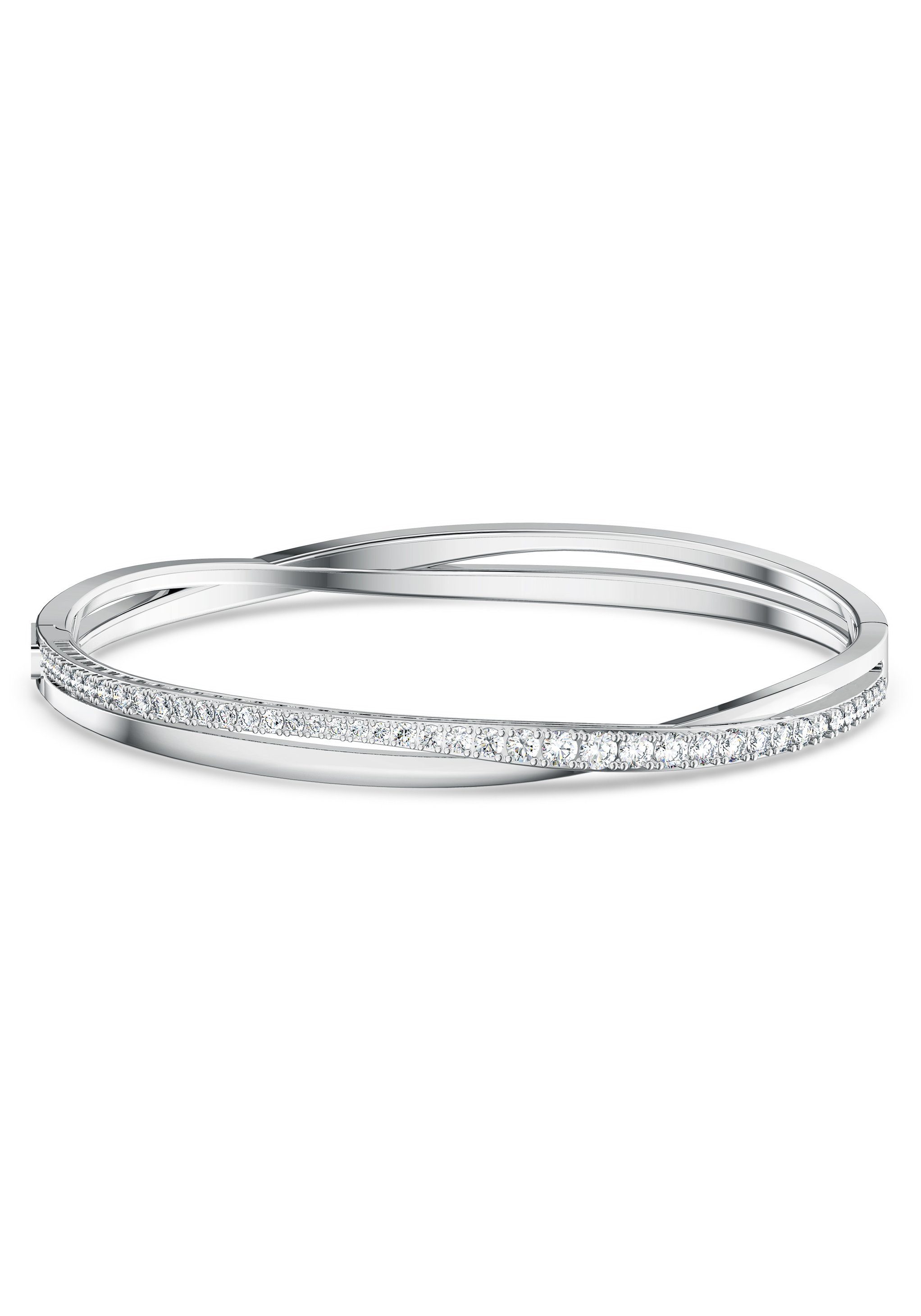 Swarovski Armreif Twist Rows, weiss, rhodiniert, 5565210, 5572725, 5572726, mit Swarovski® Kristall