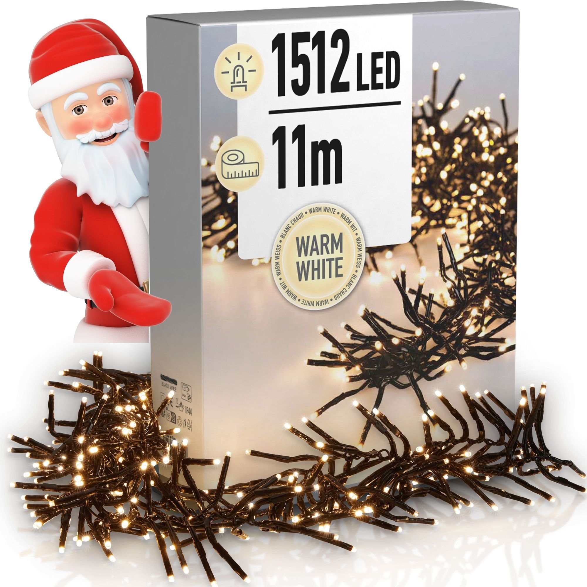 dszapaci LEDLichterkette 11m LED Cluster Lichterkette Warmweiß