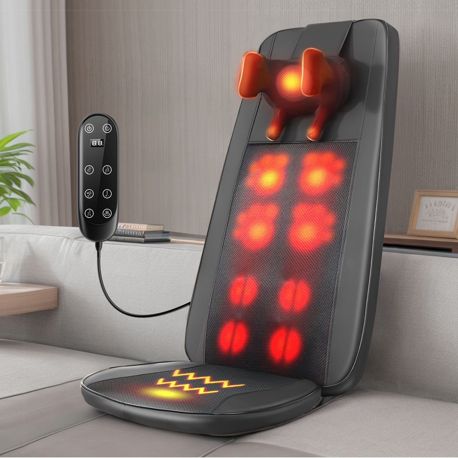 Massagegerät Massagesitzauflage mit Wärme 10 Vibrationsmotoren Rückenmassagegerät