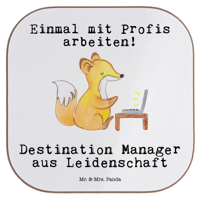 Mr. & Mrs. Panda Getränkeuntersetzer Destination Manager aus Leidenschaft - Weiß - Geschenk Jubiläum Unt 1-tlg.