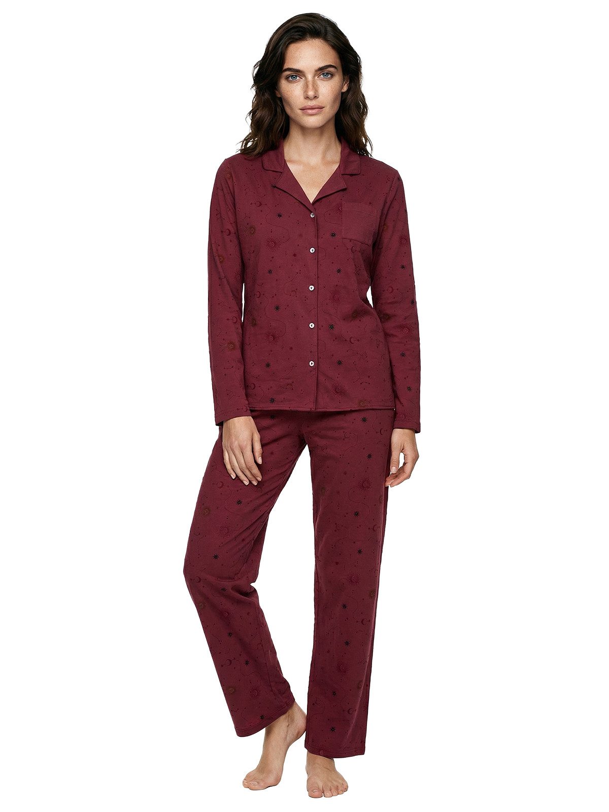 zeitlos Pyjama Pyjama Set Langarm - Mond Sterne günstig online kaufen