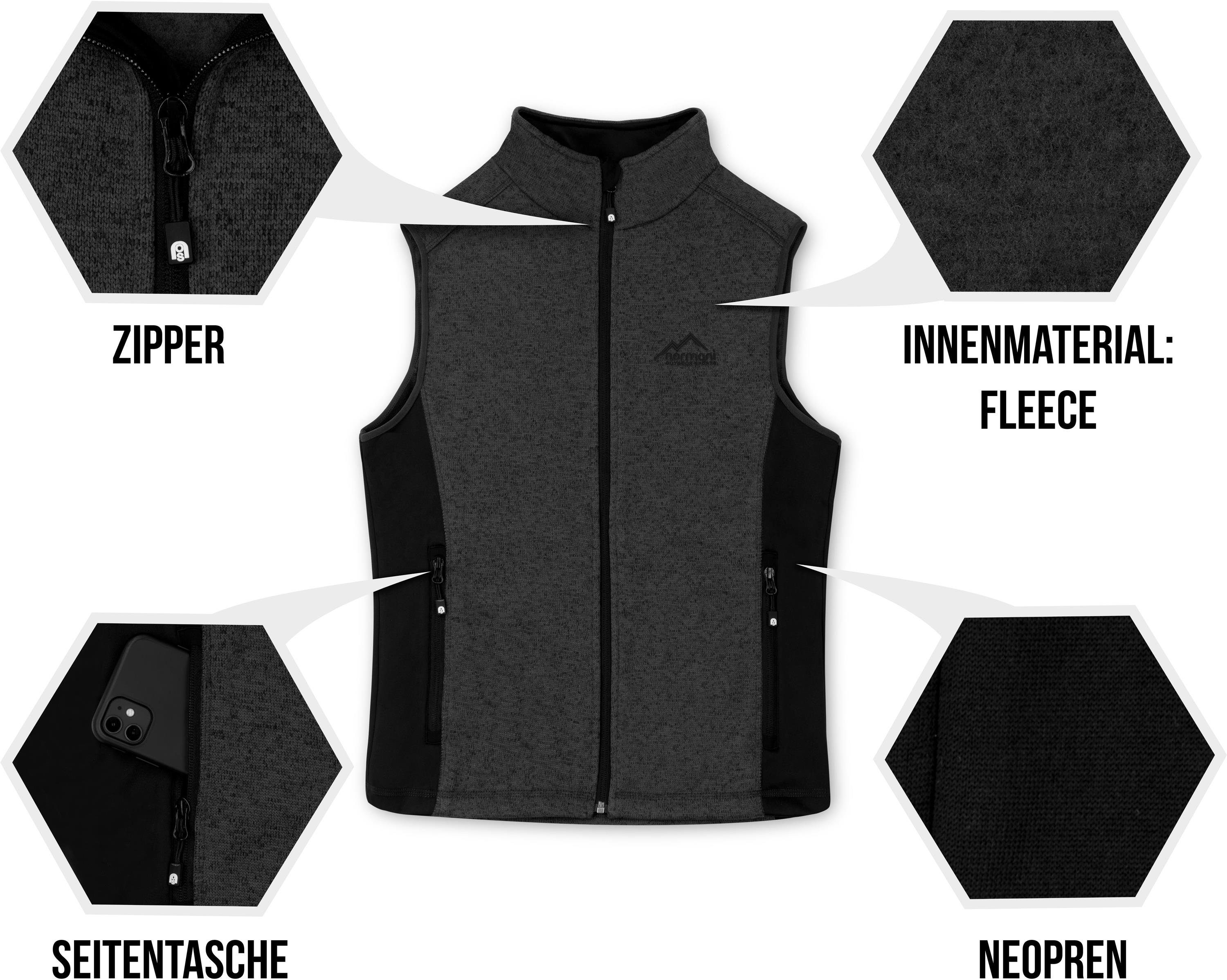 normani Fleeceweste Herren Strick-Fleeceweste Shamattawa Winterweste mit Seitentaschen und Neopren - Ärmellose Strickweste – Bild 4 von 5