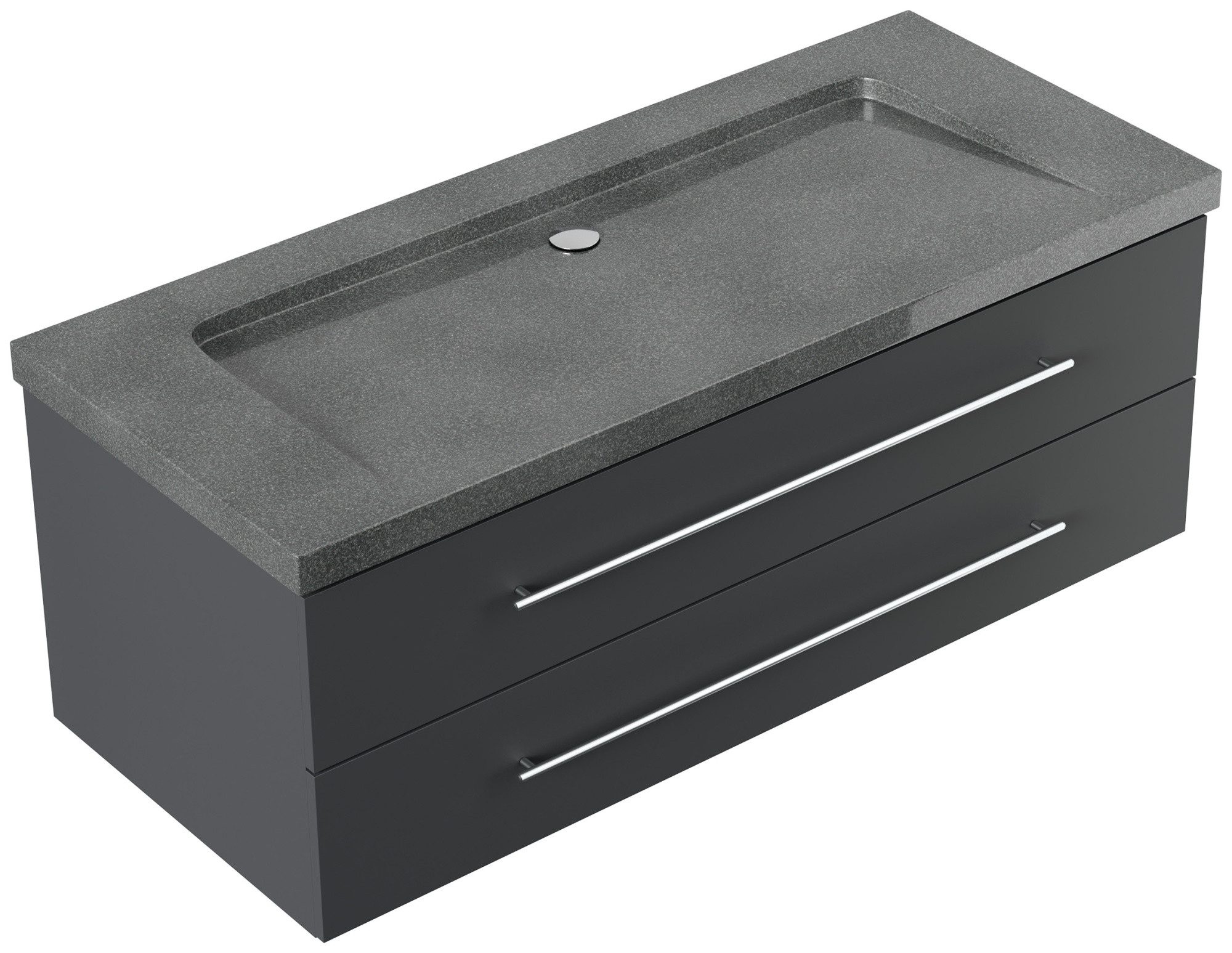 Magnolia Home Waschtisch Badmöbel Granit G654 Damo 130 cm ohne Hahnloch SoftClose grafit
