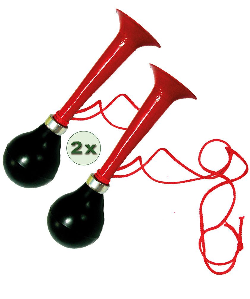 Karneval-Klamotten Kostüm Fußball-Tröte x 2 WM EM schwarz rot gold, Fan Item Weltmeisterschaft Party Germany Supporter Nationalmannschaft