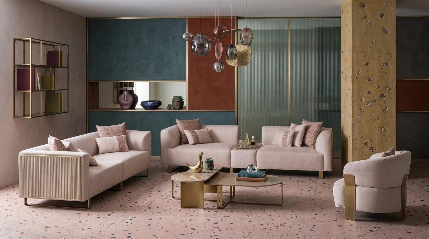 JVmoebel Polstergarnitur Wohnzimmer Set: 2 x 3-Sitzer Sofas, Sessel, Couchtisch, (4-tlg), Made in Europa, Couchgarnitur