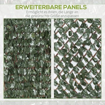 Outsunny Balkonsichtschutz 8 Stück künstliches Pflanzenwand Hecke UV-Schutz (Künstliche Wände, 350-St., Rhododendronblätter) Grün 2B x 1H m
