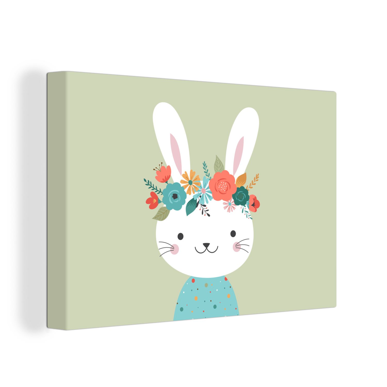 OneMillionCanvasses® Leinwandbild Kaninchen St), 30x20 - cm Sommer Leinwandbilder, - (1 Aufhängefertig, Wanddeko, Wandbild Blumen