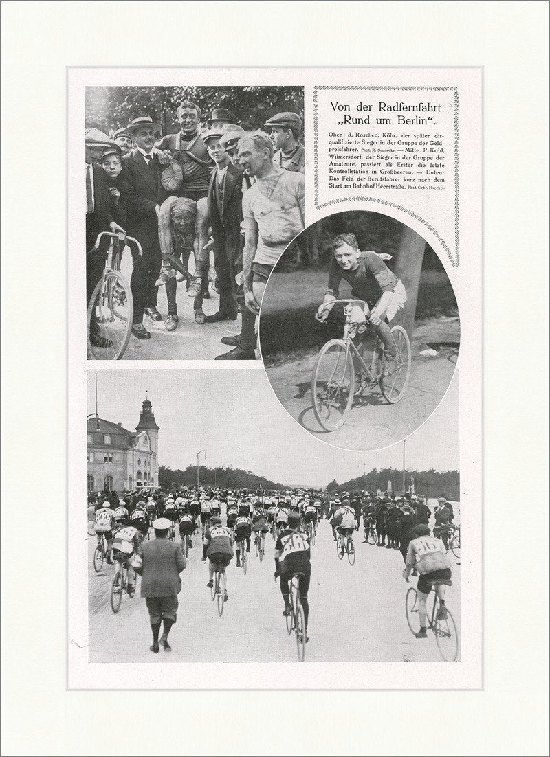Kunstdruck Von der Radfernfahrt Rund um Berlin. Sportler Männer Sieger F_Vintage