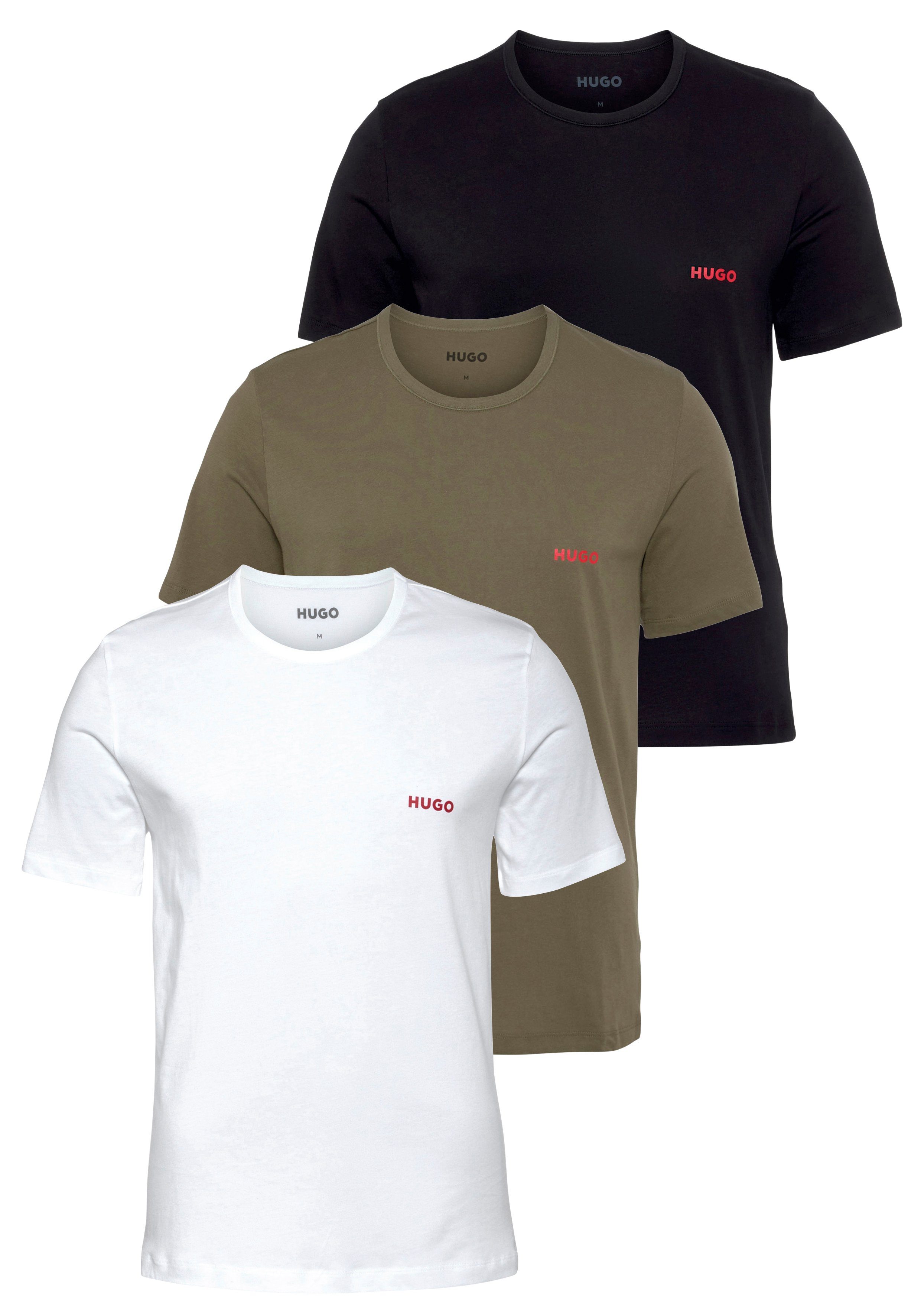 HUGO T-Shirt T-SHIRT RN TRIPLET P 10217251 01 (Packung, 3er Pack) mit HUGO Logo auf der Brust Open-Green