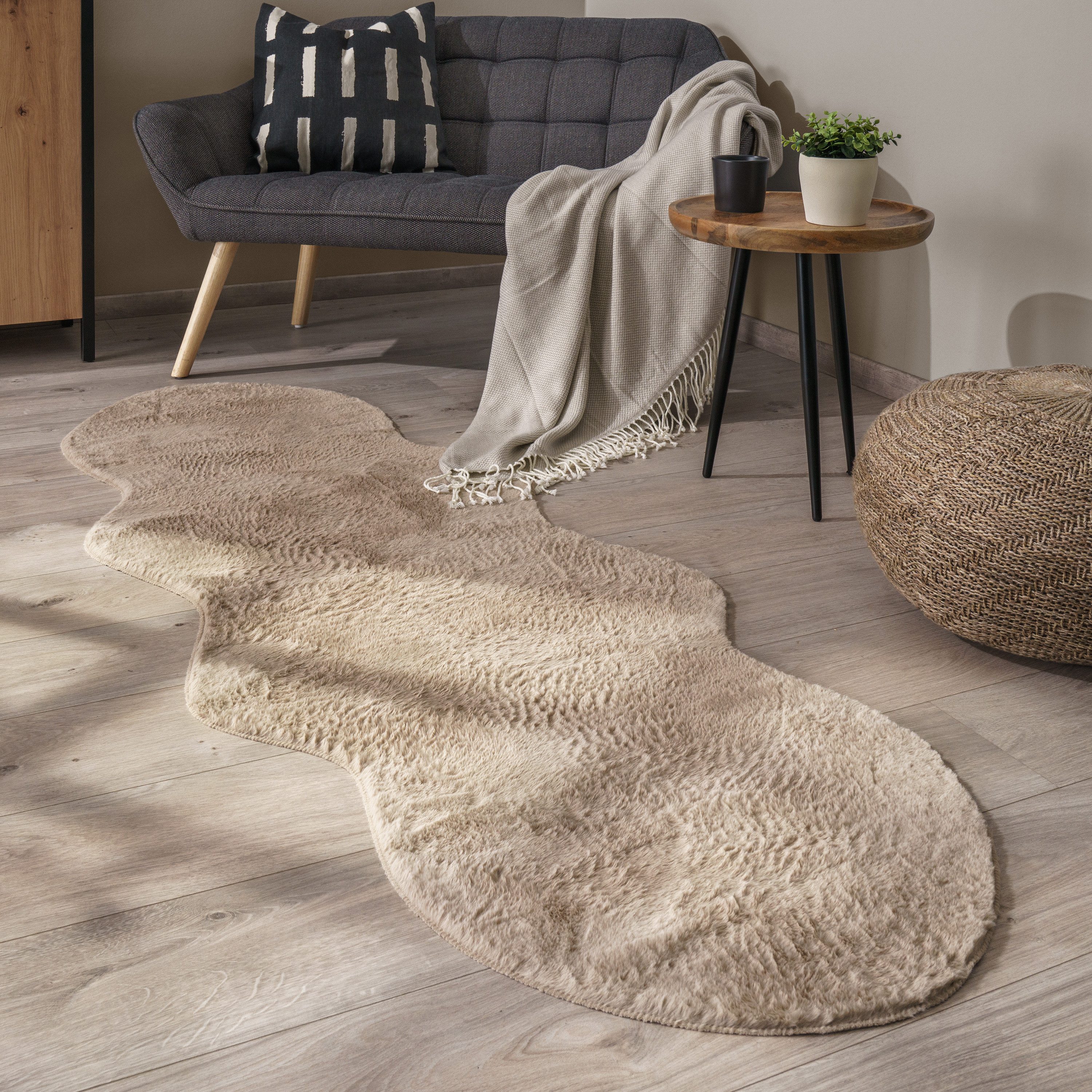 Paco Home Fellteppich Pelt 640, fellförmig, günstig online kaufen