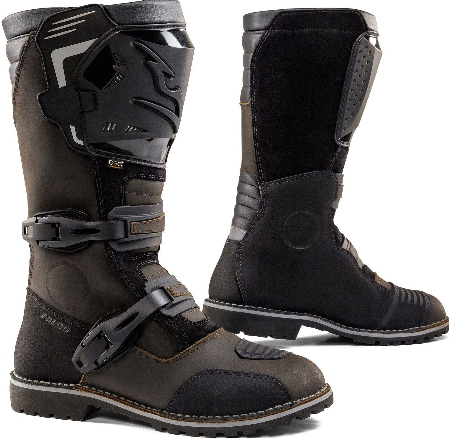 Falco Ranger 2 Motorradstiefel 42 - Wasserdichte Stiefel In Braun Mit D3O Protektoren